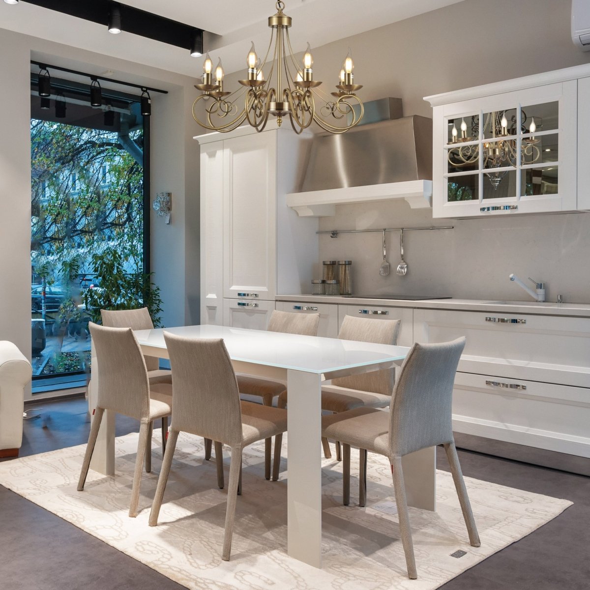 Dining room kitchen Interior application of Candle Vintage Antique Brass French Chandelier Ceiling Light