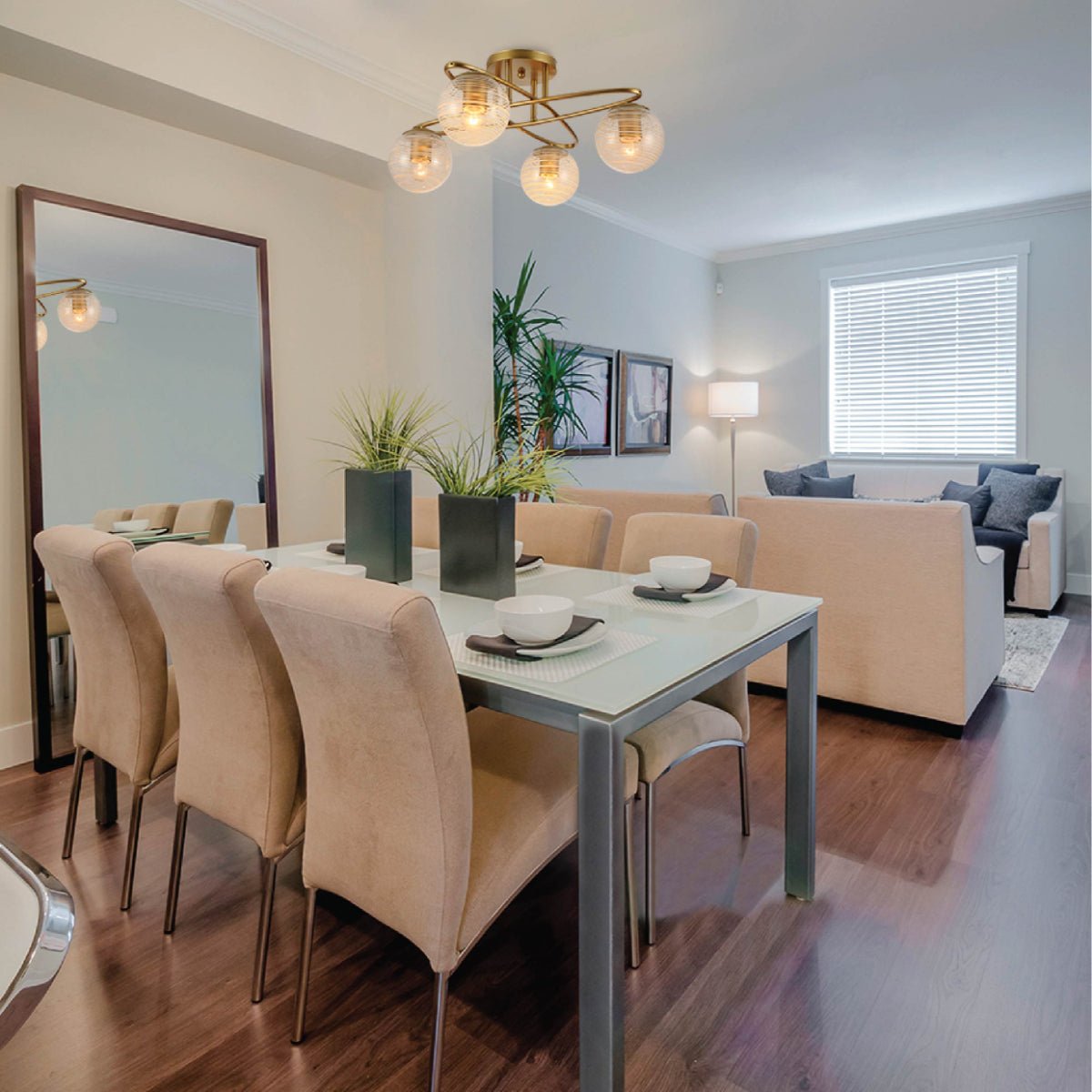 Indoor usage of Gold Ellipse Metal Textured Globe Glass Modern Ceiling Light with E27 Fittings | TEKLED 159-17672