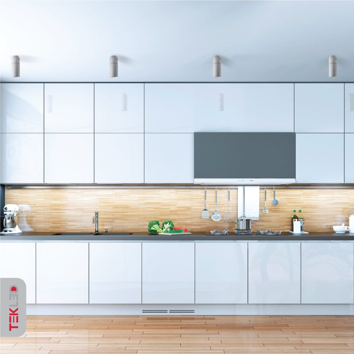 Indoor usage of LED Surface-Recesssed Rotatable Downlight H-160 20W Cool White 4000K White | TEKLED 174-03847