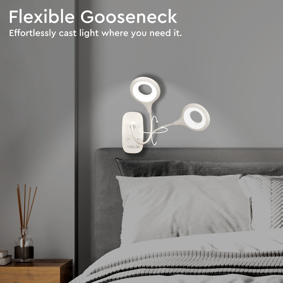 Indoor usage of Ringo White Rechargable Clip on Reading Desk Light Dimmable and Colour Modes | TEKLED 130-03620