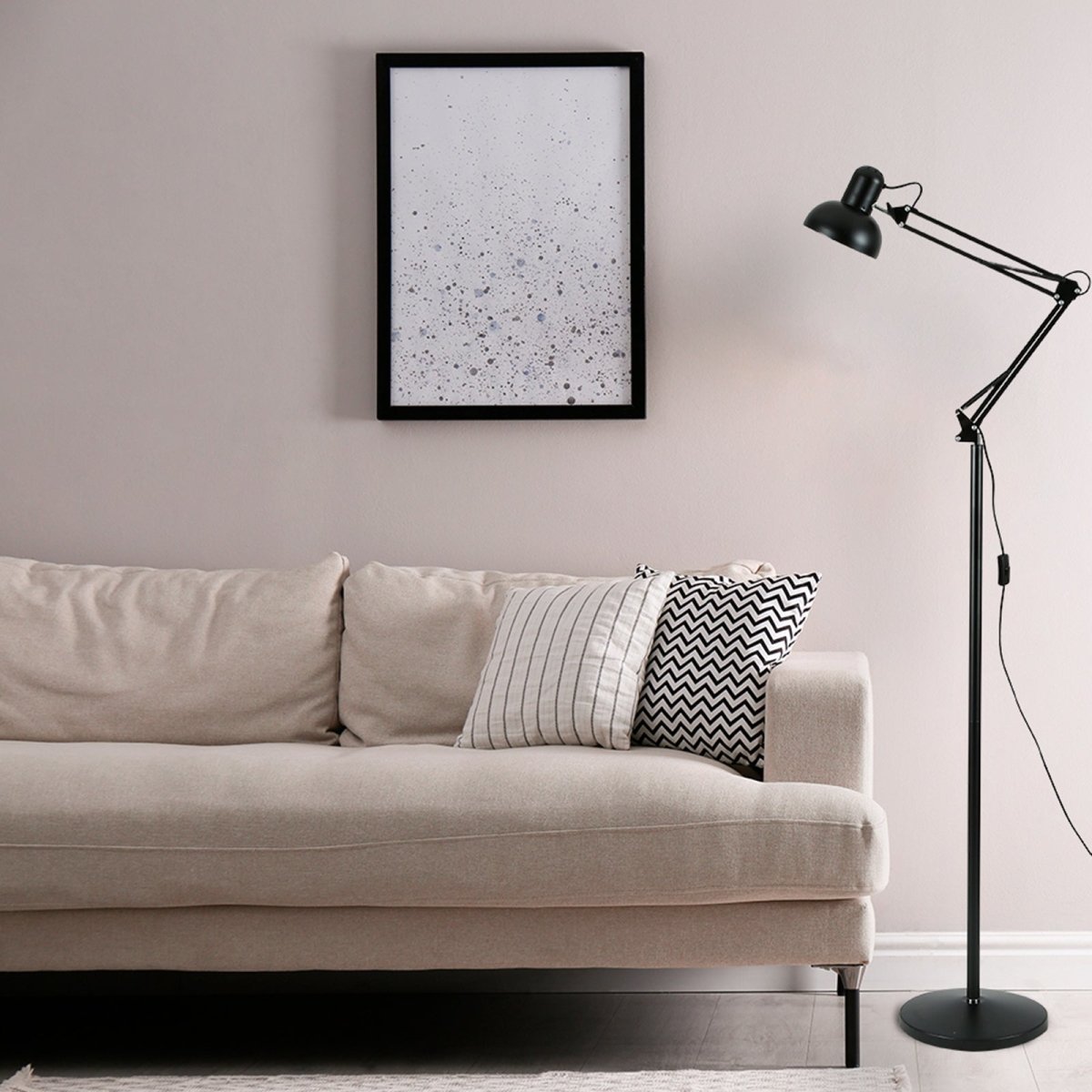 Indoor usage of Swing Arm Architect Model Floor Lamp E27 Black | 130-03351