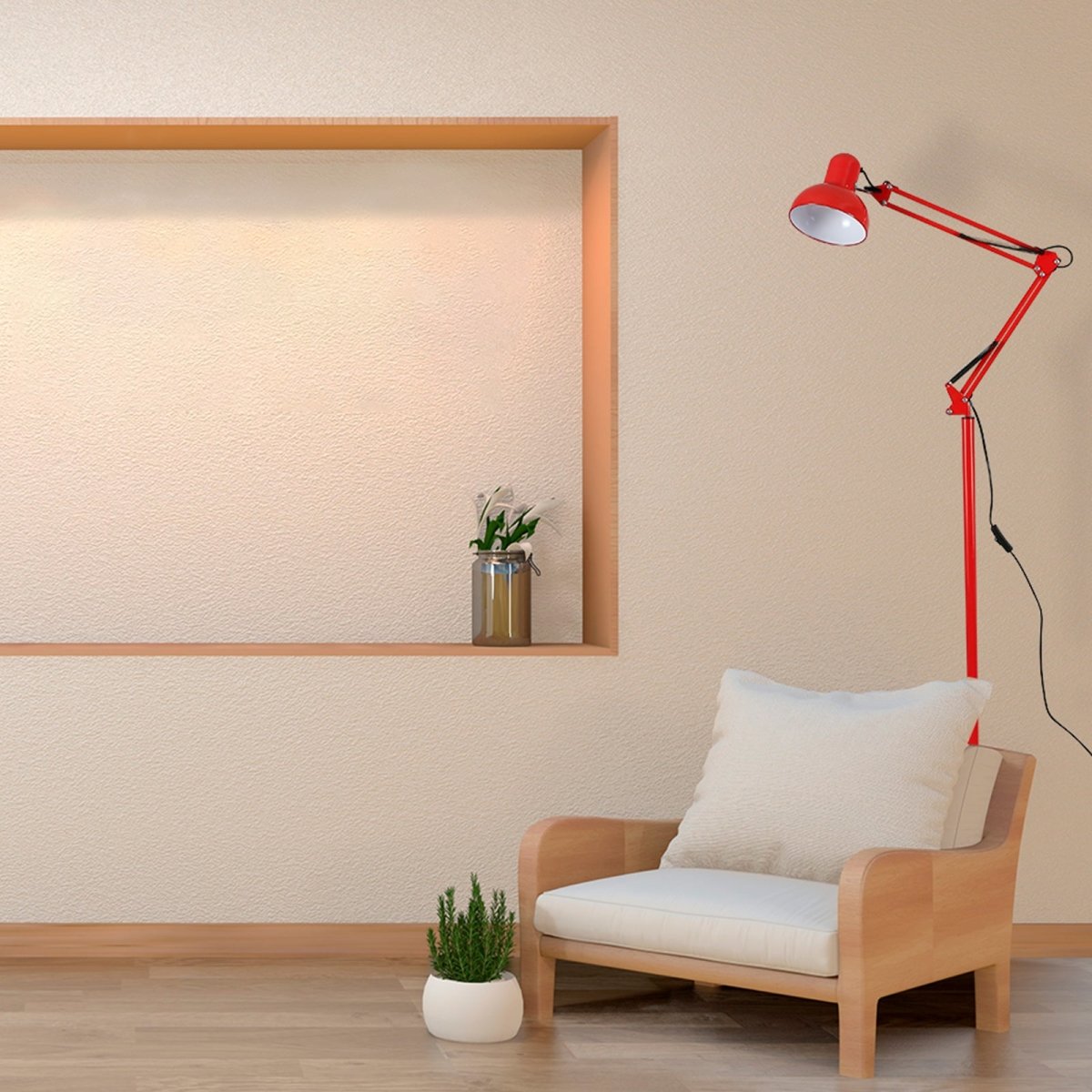 Indoor usage of Swing Arm Architect Model Floor Lamp E27 Red | 130-03353