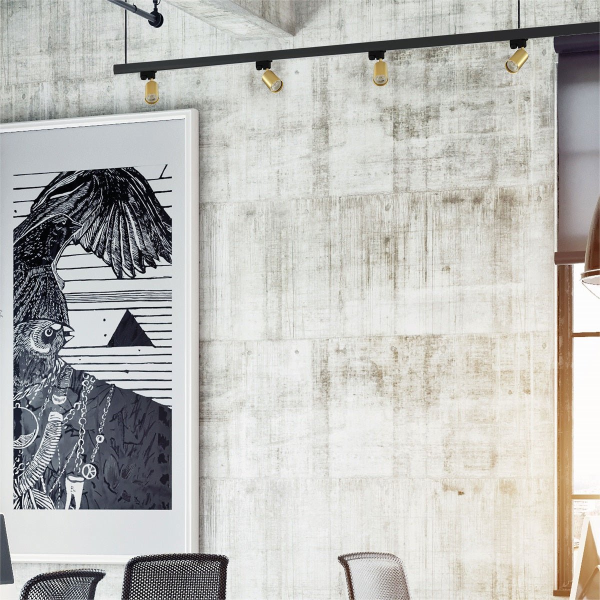 Indoor usage of Tracklight Single Line Spotlight For GU10 Gold S | TEKLED 174-03980