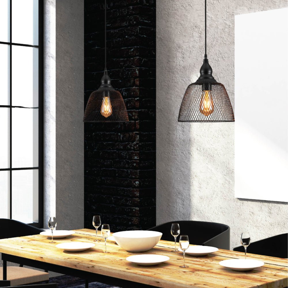 Indoor usage of Wire Mesh Industrial Dome Pendant Ceiling Light with E27 | TEKLED 159-17754