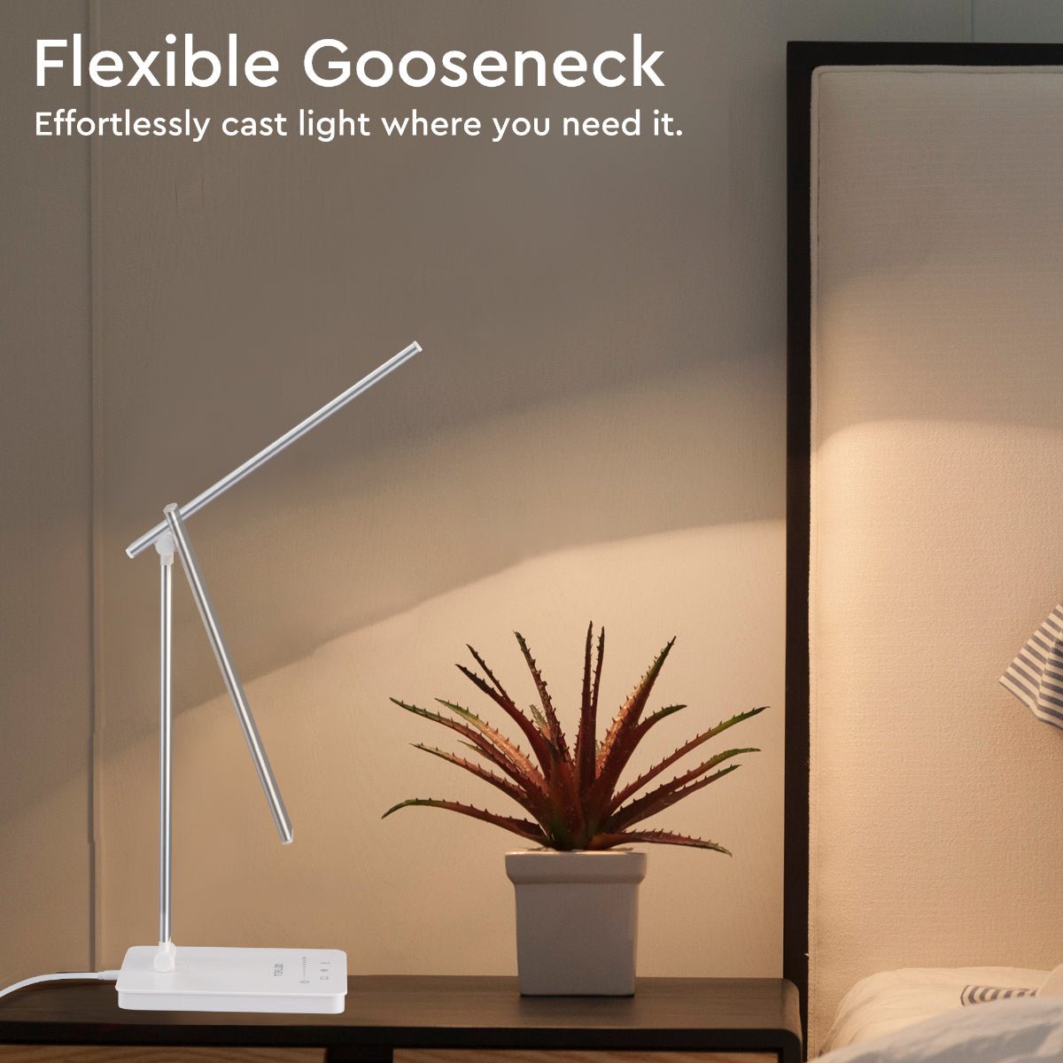 Indoor usage of Zingo Silver Desk Light Dimmable and Colour Modes | TEKLED 130-03616