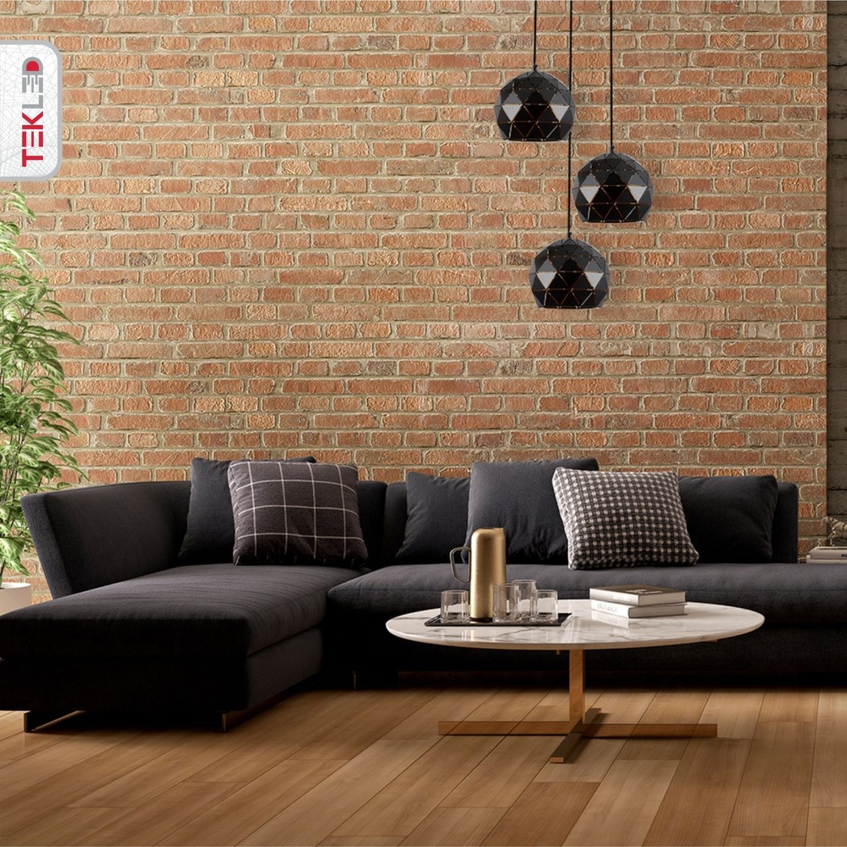 Interior application of Black Metal Laser Cut Globe Pendant Light with 3xE27 Fitting | TEKLED 150-18256