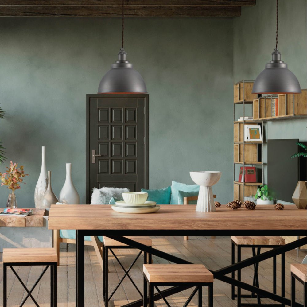 Interior application of Brooklyn Vintage Metal Dome Pendant Light Pewter Copper Bronze E27 | TEKLED 150-18203