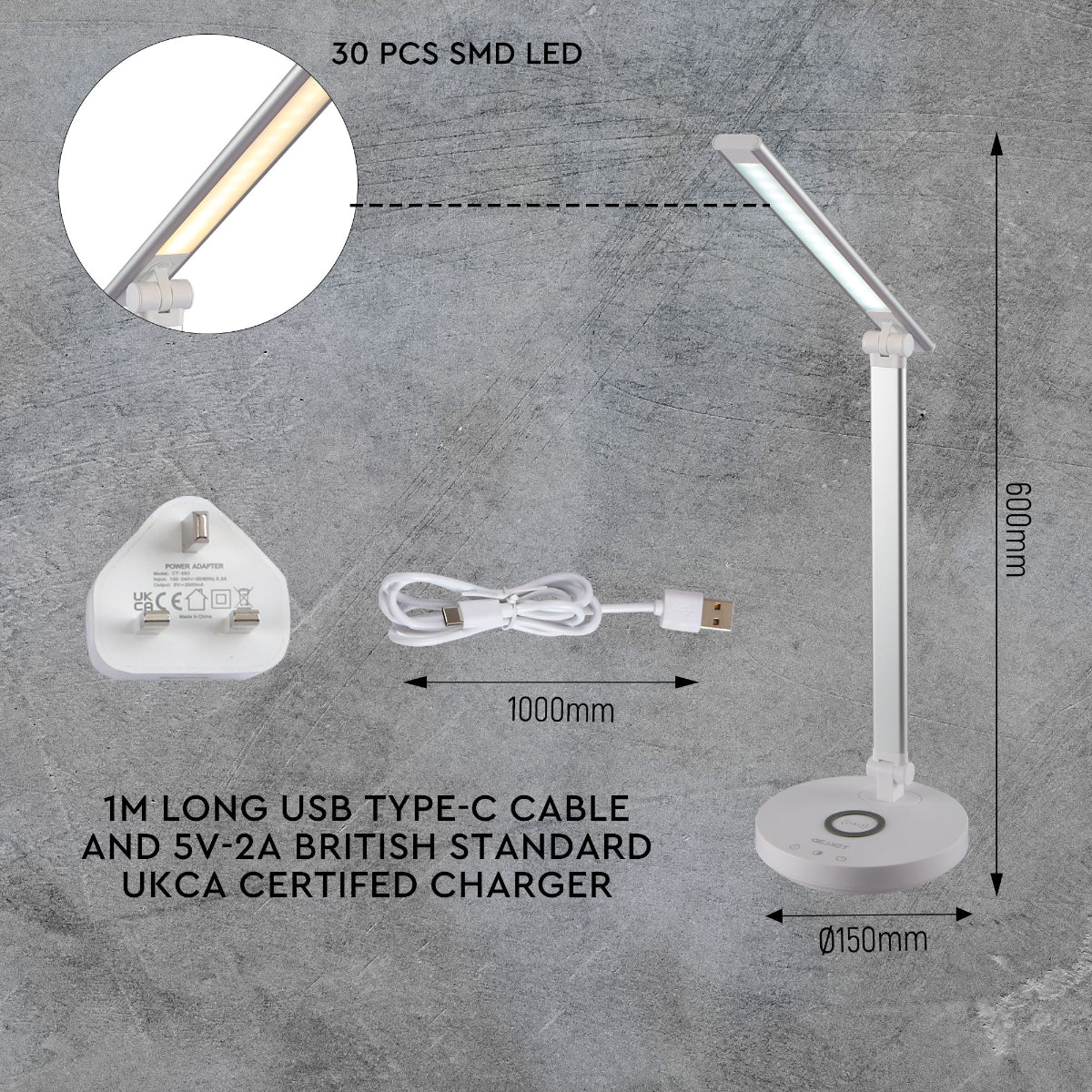 Interior application of Lingo Silver Desk Light Dimmable and Colour Modes with Wireless Phone Charger | TEKLED 130-03624