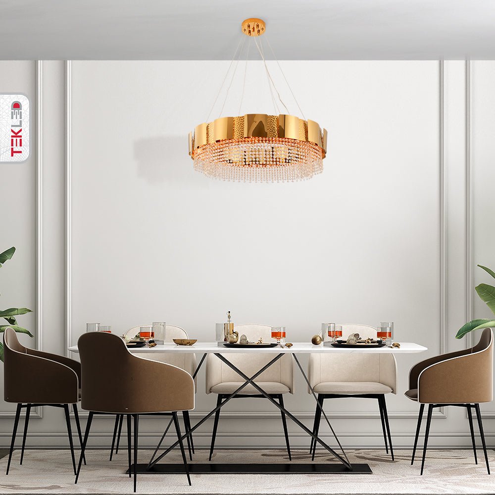 Interior application of Octagon Crystal Gold Metal Chandelier D1000 with 16xE14 Fitting | TEKLED 156-19580