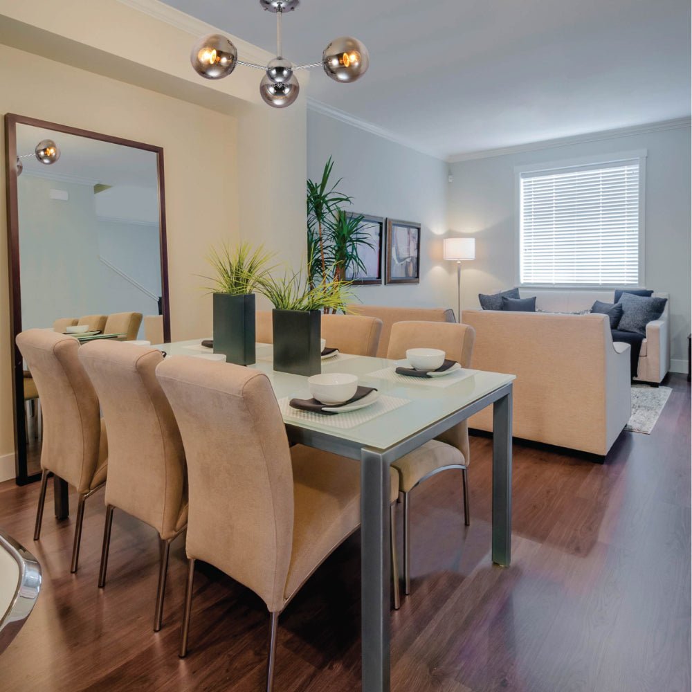 Interior application of Smoky Globe Glass Chrome Metal Body Sputnik Molecule Modern Ceiling Light with E27 Fittings | TEKLED 159-17684