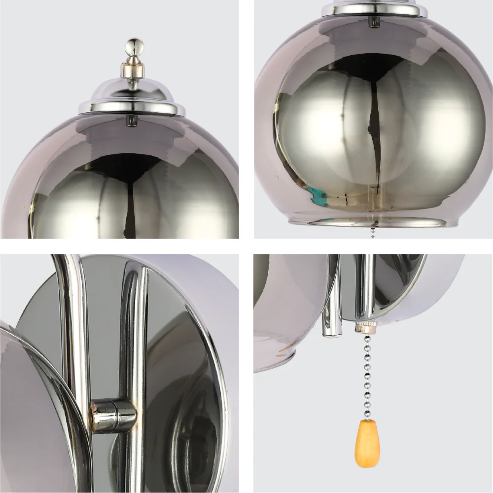 L-Shape Dome Glass Wall Light E27 with Pull Down Switch 10