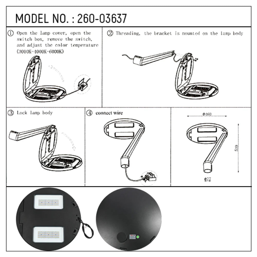 LED Pathway Garden Lamp Post Top Light 60W 3CCT 22