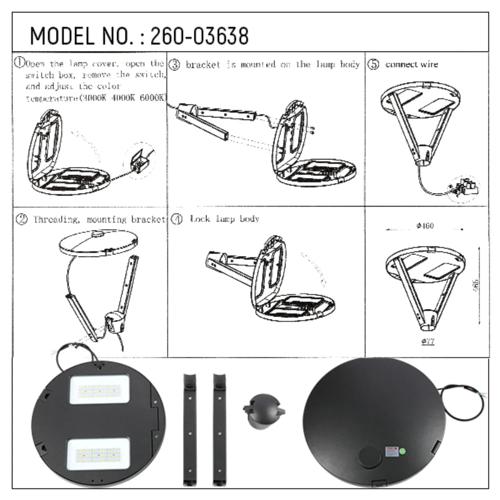 LED Pathway Garden Lamp Post Top Light 60W 3CCT 23