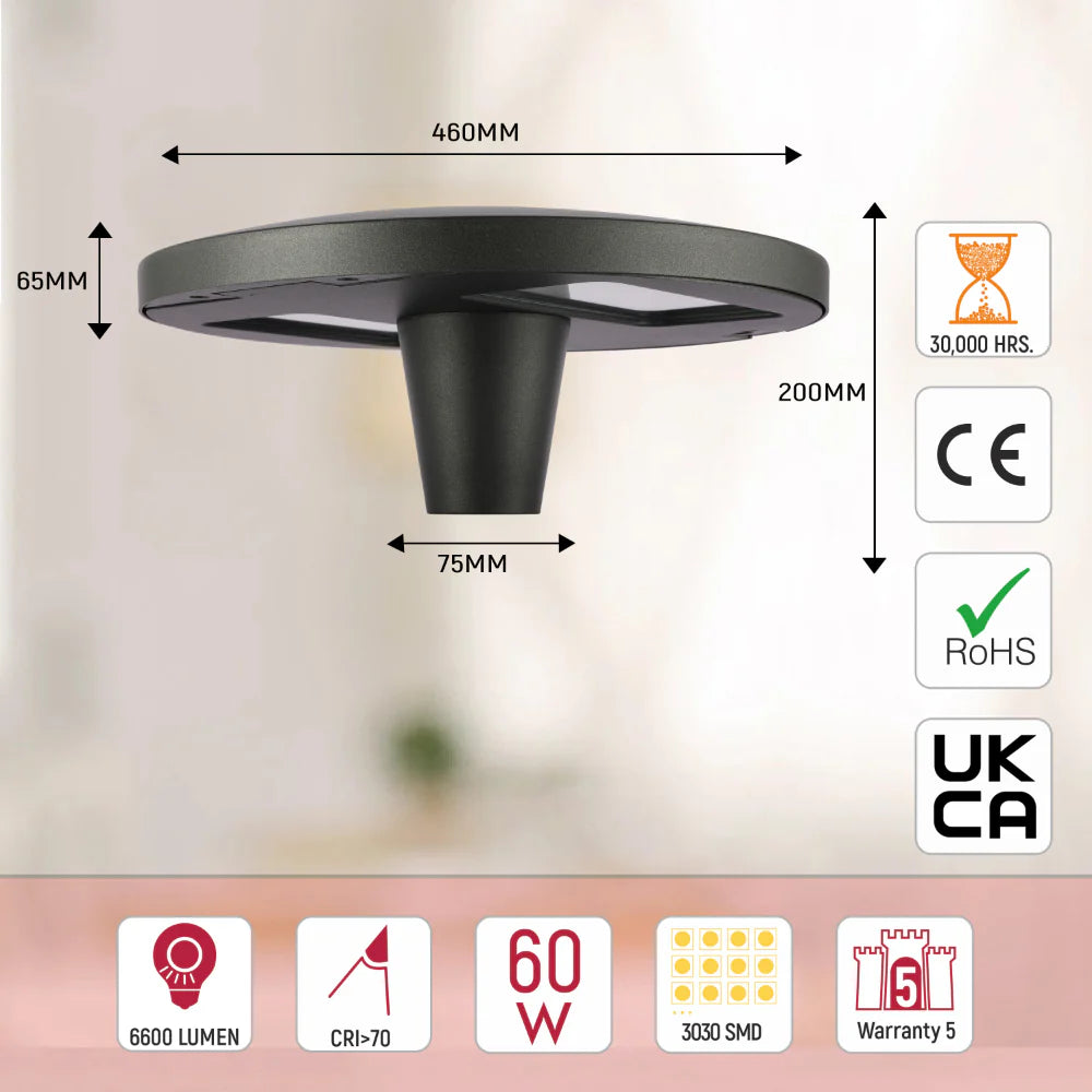 LED Pathway Garden Lamp Post Top Light 60W 3CCT 18