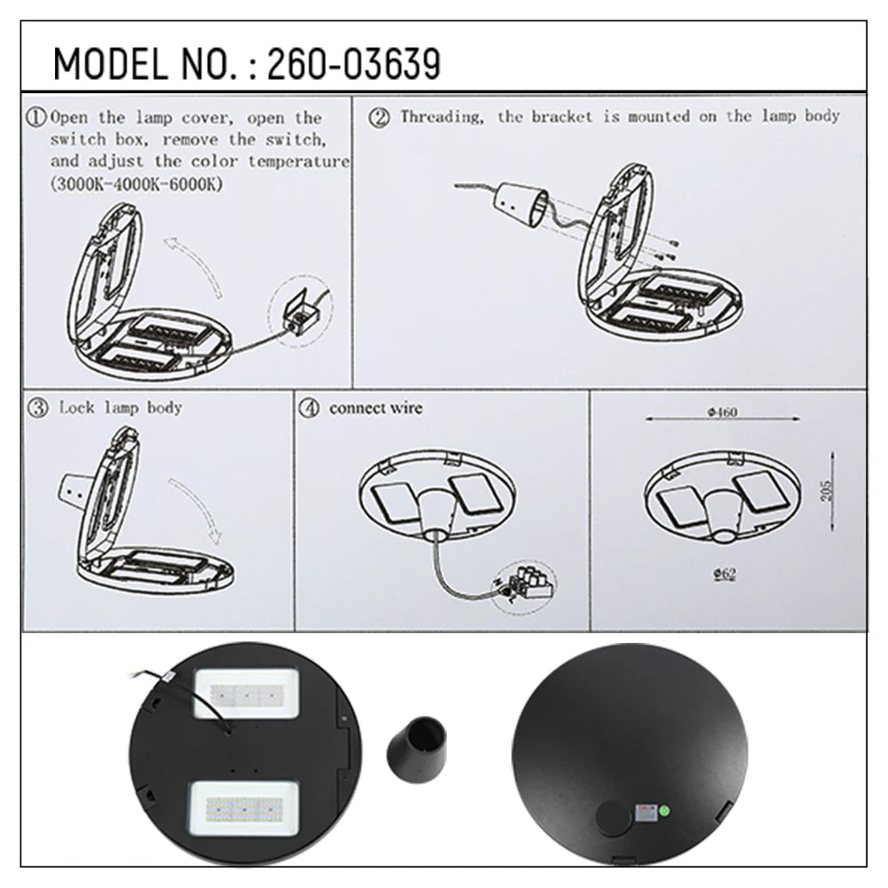 LED Pathway Garden Lamp Post Top Light 60W 3CCT 24