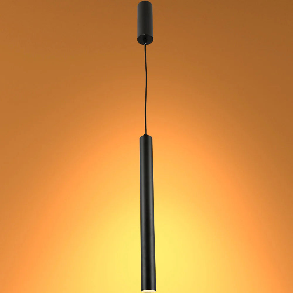 Integrated LED Modern Cylinder Pendant Ceiling Light Suspended Downlight Black 7