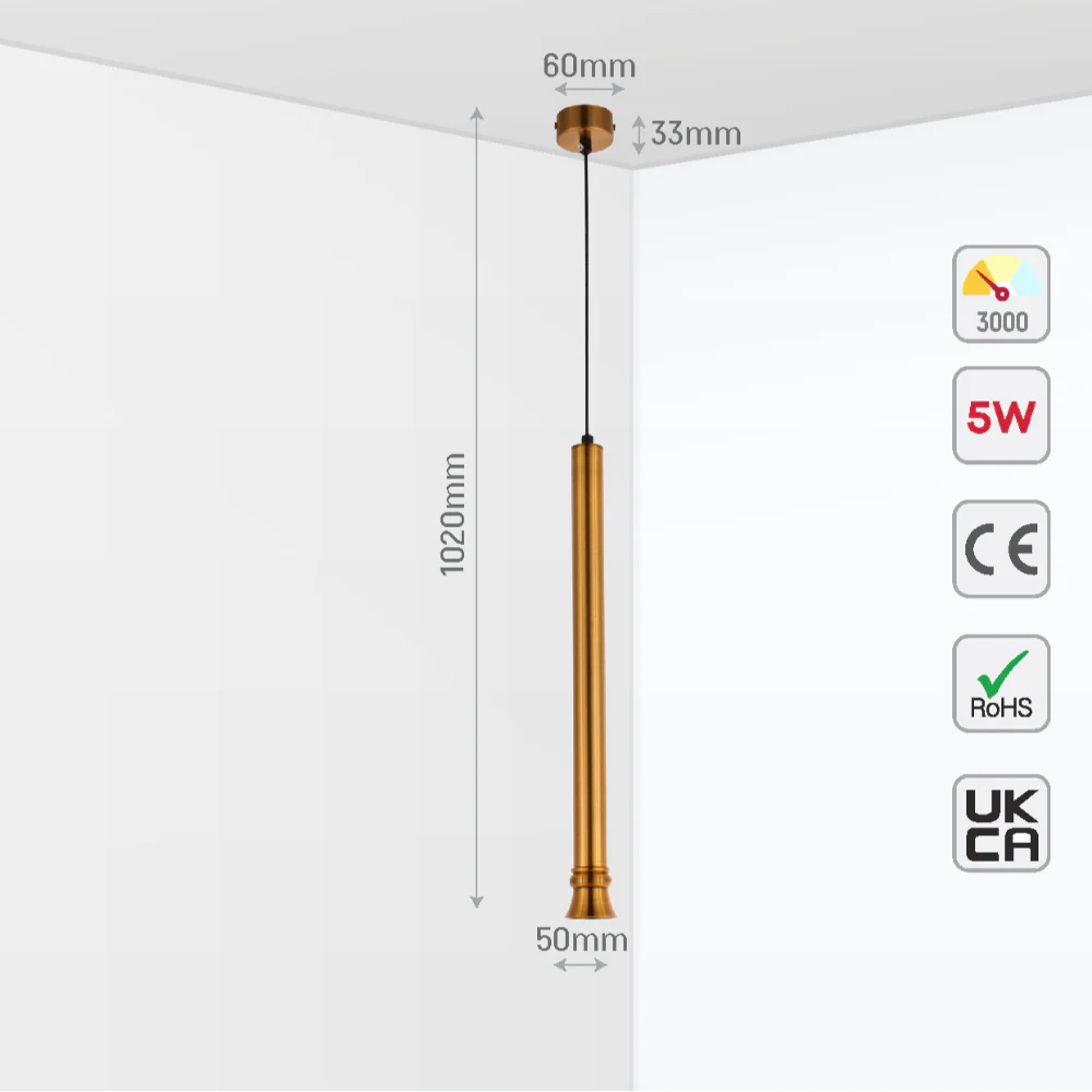 LED Pendant Downlight 5W 3000K Black and Bronze 20