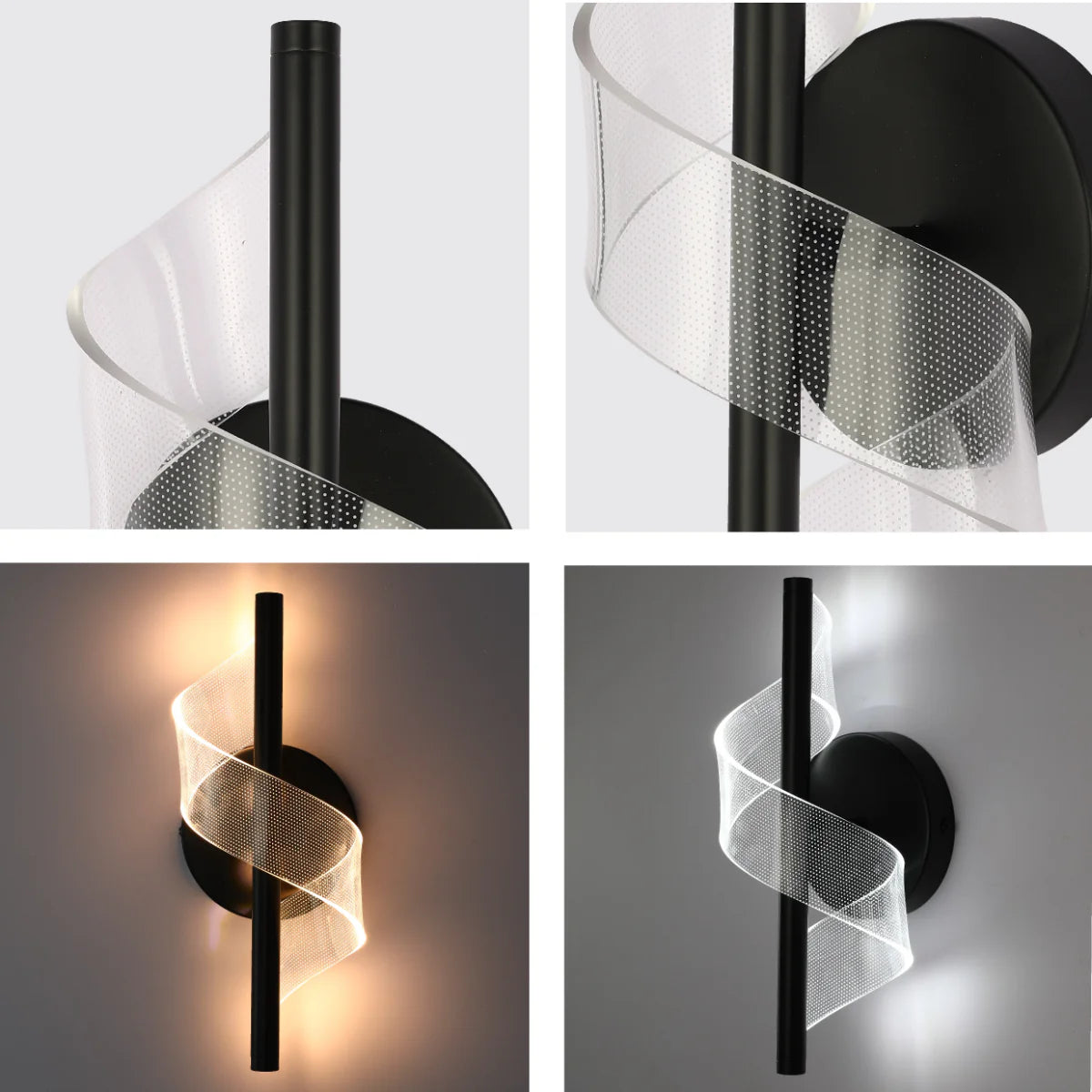 Close shots of LED Spiral Modern Wall Sconce Light Chrome CCT Changable 151-19700