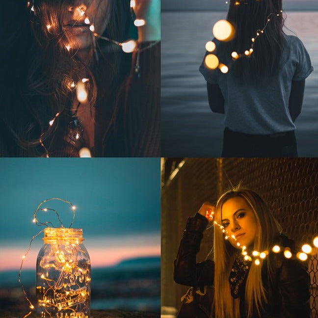 Mensa 2 Sets of Micro-LED 100 LEDs 10m with Battery Pack & USB Cable Warm White LED String Fairy Light in use