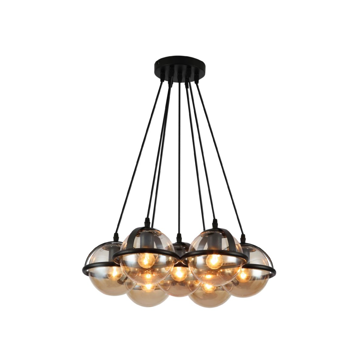 Amber Globe Glasses Daisy Modern Ceiling Light 7xE27 Fittings