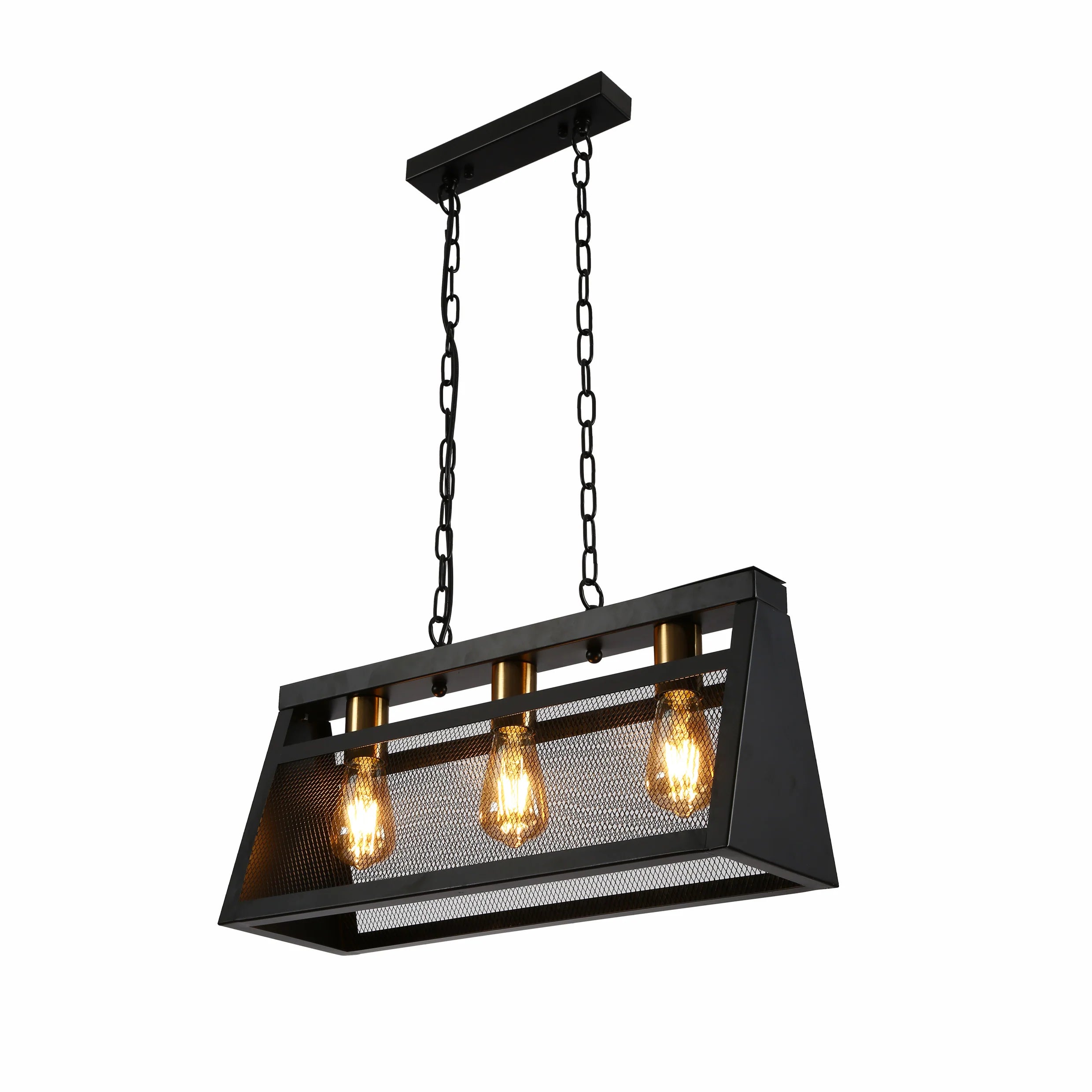 Main image of Black Metal Island Chandelier Ceiling Light with 3xE27 Fitting | TEKLED 156-19522