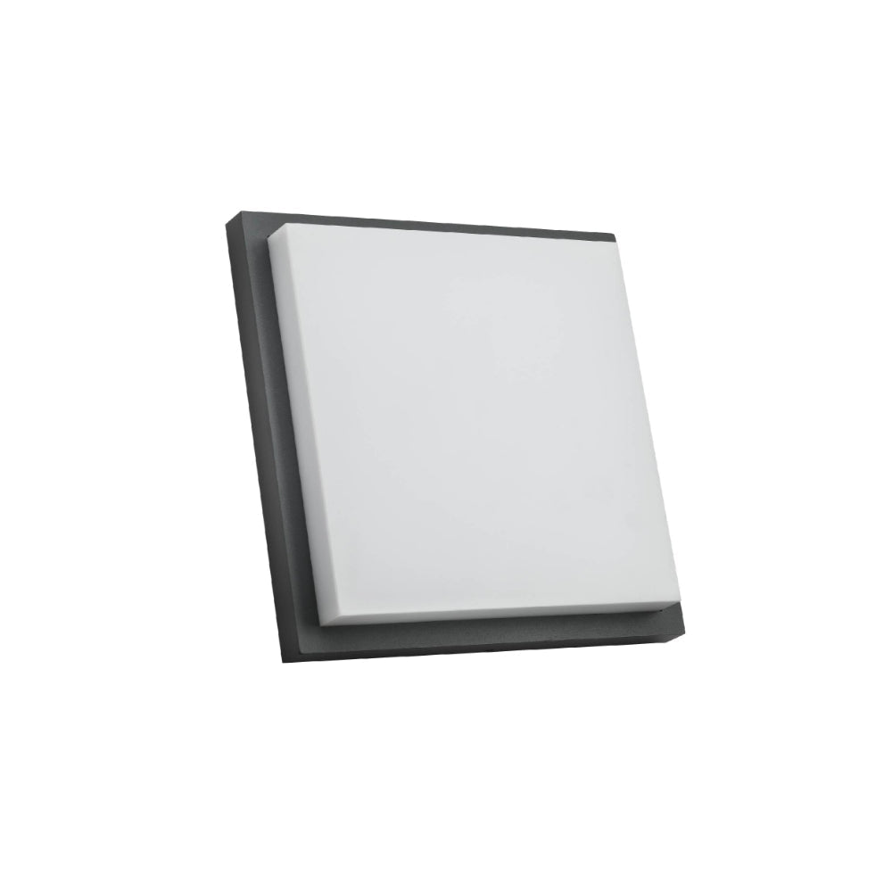Main image of LED Diecast Aluminium Modern Square Wall Lamp 20W Cool White 4000K IP54 Anthracite Grey 250mm | 183-03308