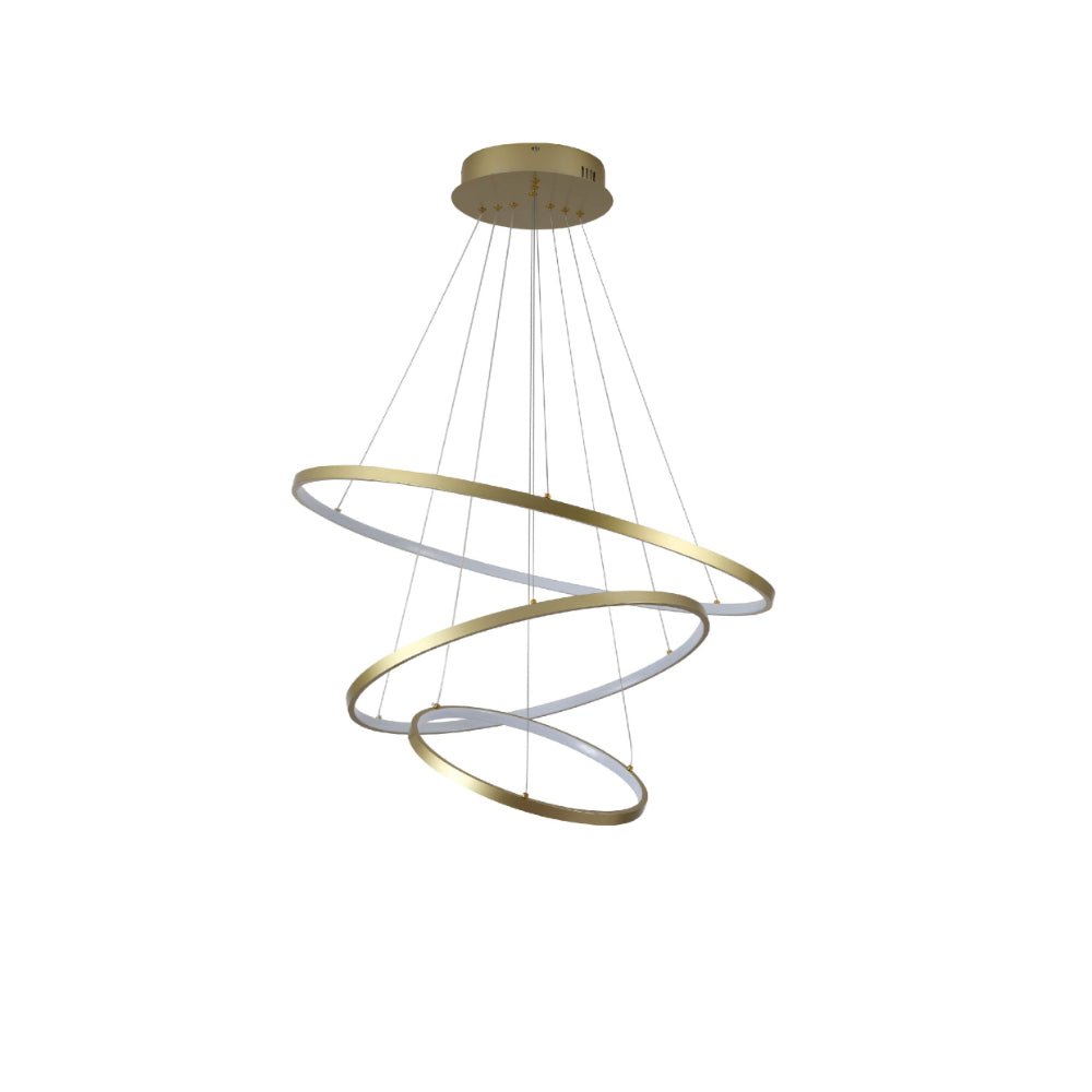 Main image of LED Triple Circle Gold Finishing 120W 4000K Natural Cool White Modern Contemporary Nordic Scandinavian Pendant Ceiling Light D800 | TEKLED 158-19828