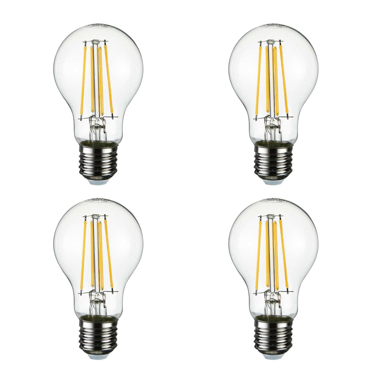 Main image of LED Dimmable Filament decorative a60 gls bulb e27 edison screw 6.5w warm white 2700k pack of 4