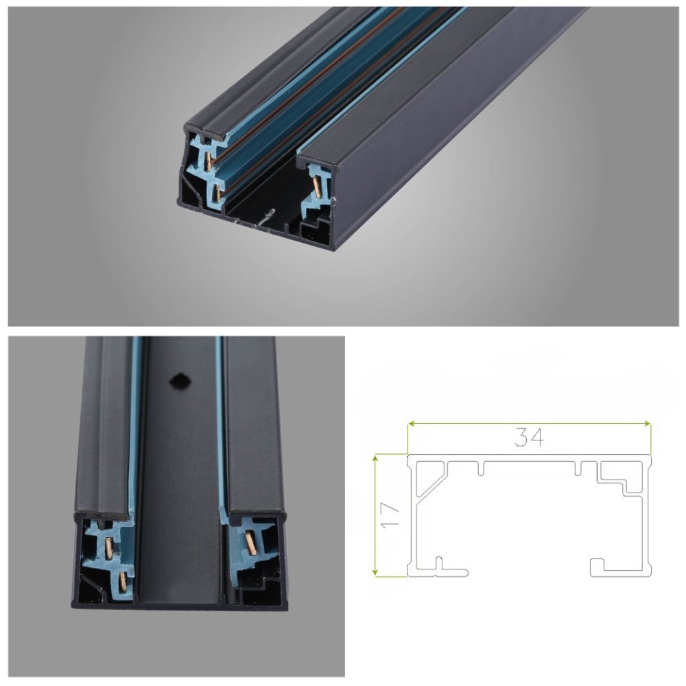 Main image of Track for 3 Conductor Tracklight adaptors Halo Type Black 1 metre 175-15202