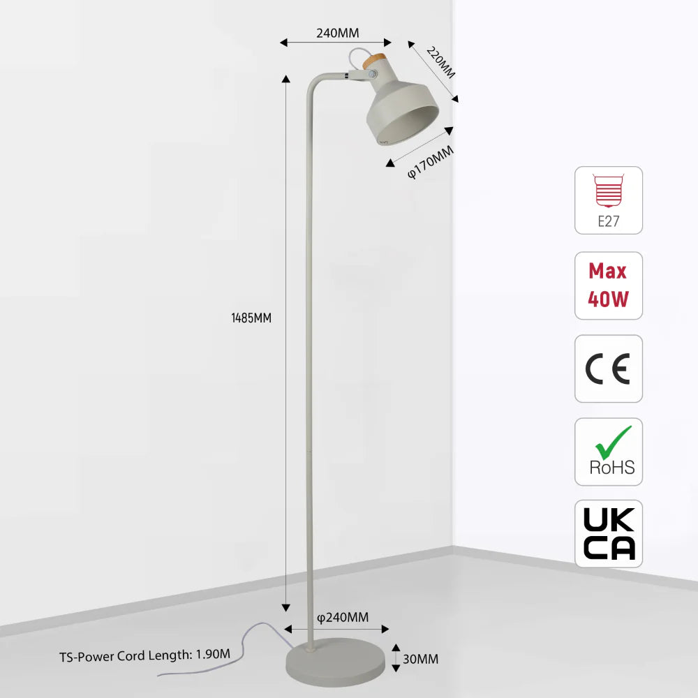 Minimalist Adjustable Floor Lamp with Wooden Accent 14