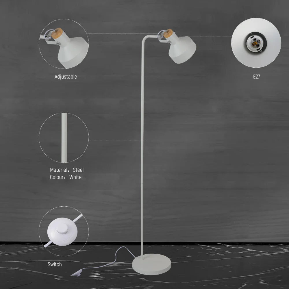 Minimalist Adjustable Floor Lamp with Wooden Accent 19