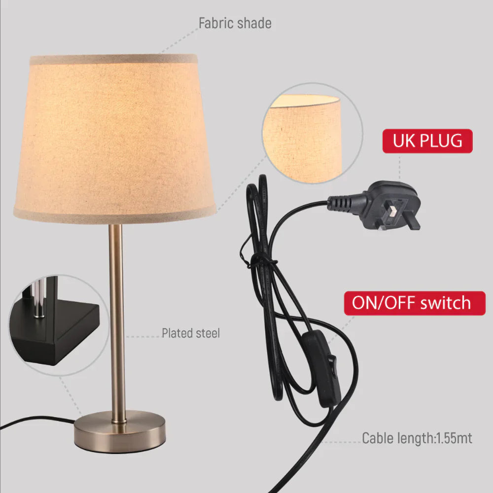 Details of Minmalist Table Lamp Nickel Flaxen | TEKLED 130-03638