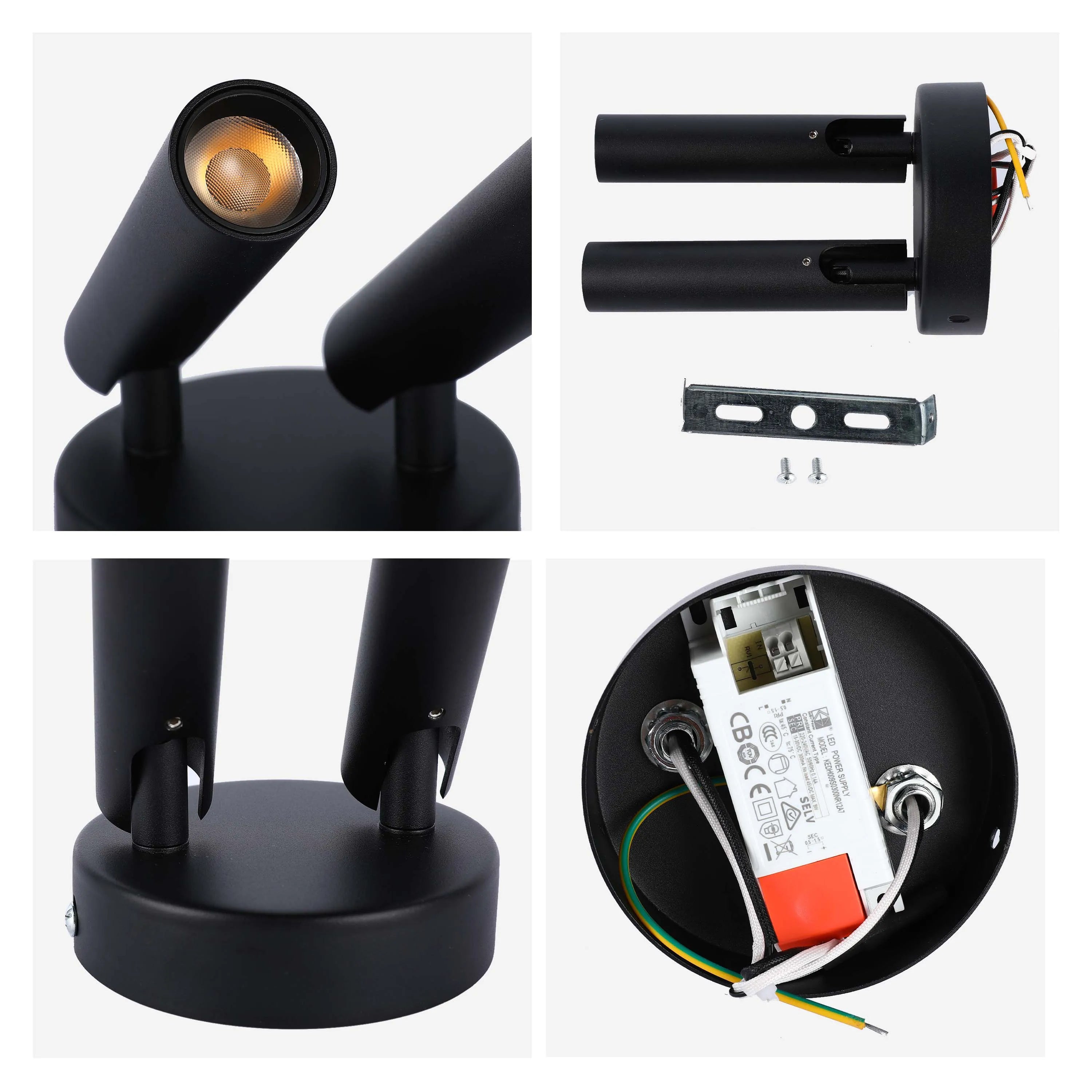 A sleek, modern, matt black double spotlight. Ideal for adding a touch of contemporary style to any room.