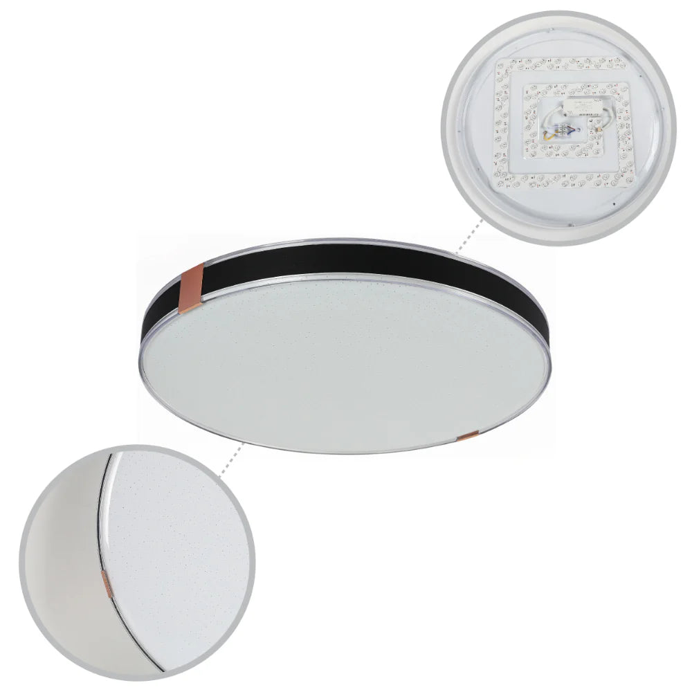 Modern Flush Ceiling Lights with Black Frame and Bronze/Copper Accents, LED Flush Ceiling Light, TEKLED 16