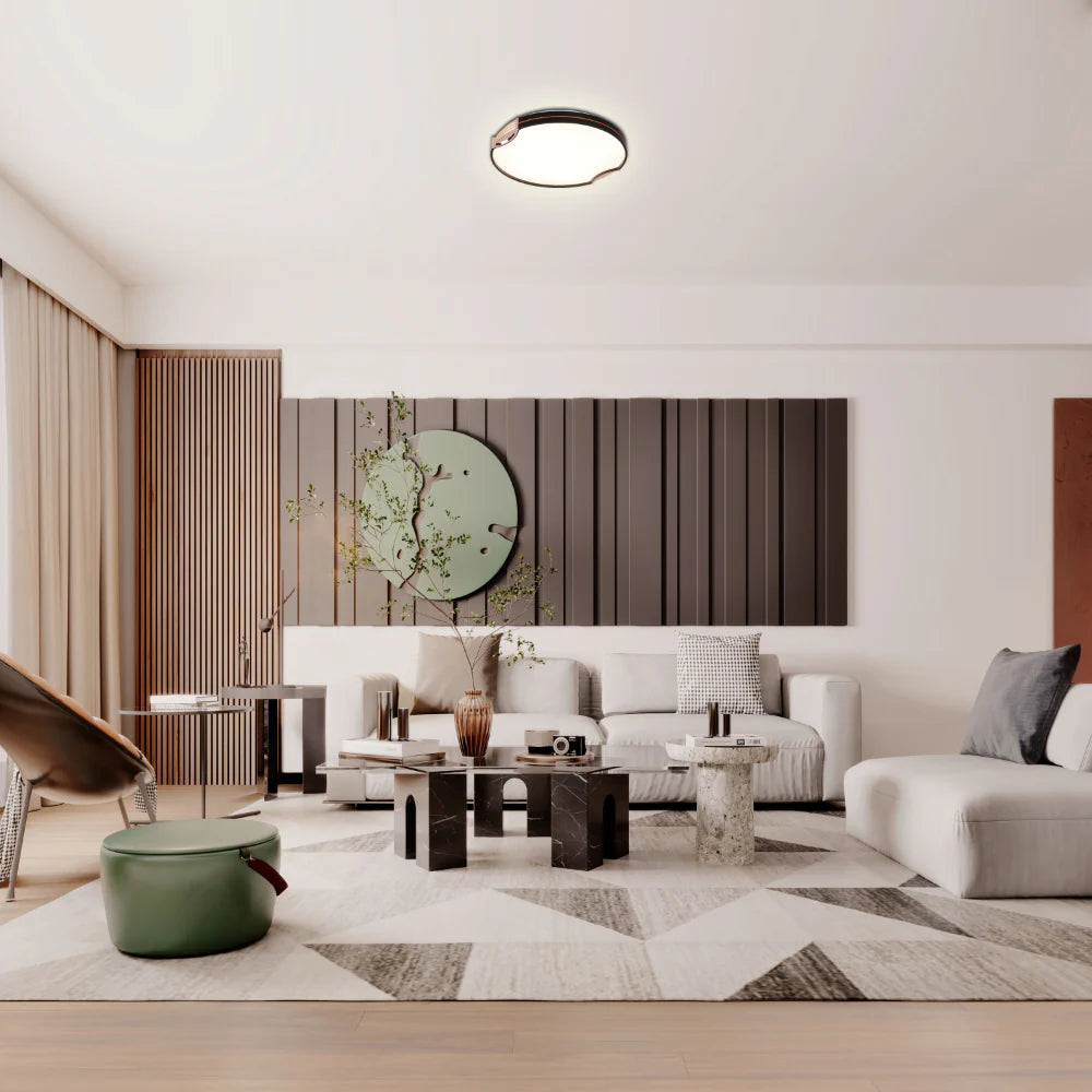 Modern Flush Ceiling Lights with Black Frame and Bronze/Copper Accents, LED Flush Ceiling Light, TEKLED 8