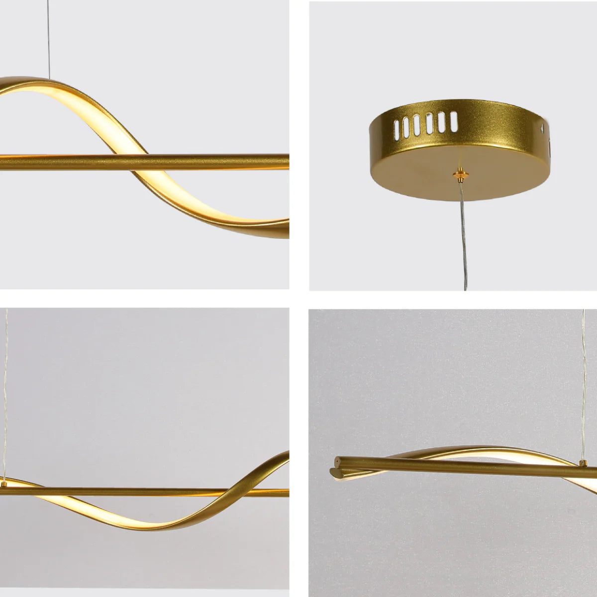 Close shots of Modern Sleek Infinity Wave LED Pendant Light 159-18119