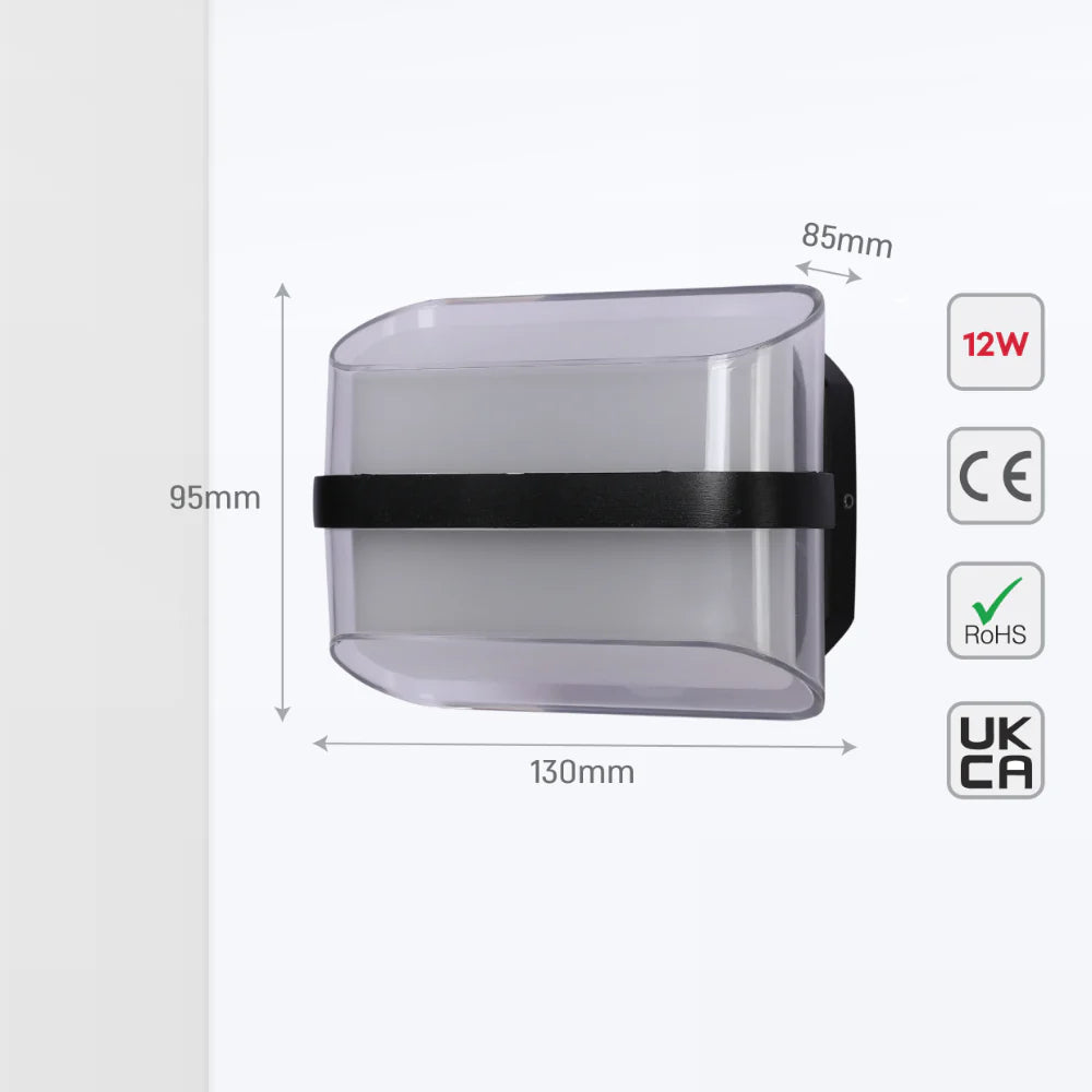 Modern Triple-source Up Down Decorative Band LED Wall Light Black 4000K 12W 5