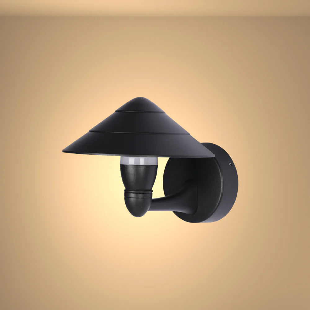Mushroom Black Cone Modern LED Outdoor Lantern Wall Light 1
