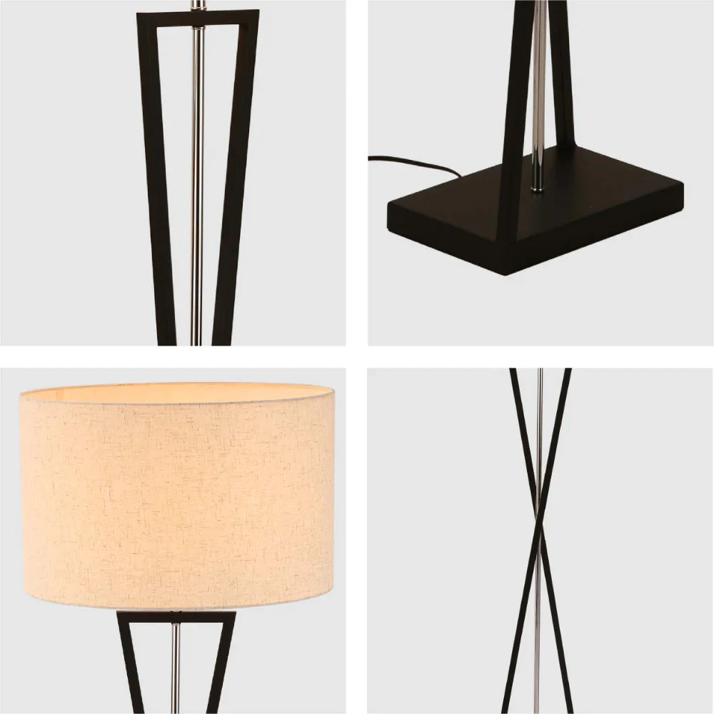 Close up of Nordic Art Deco Floor Lamp Black Nickel Flaxen | TEKLED 130-03522