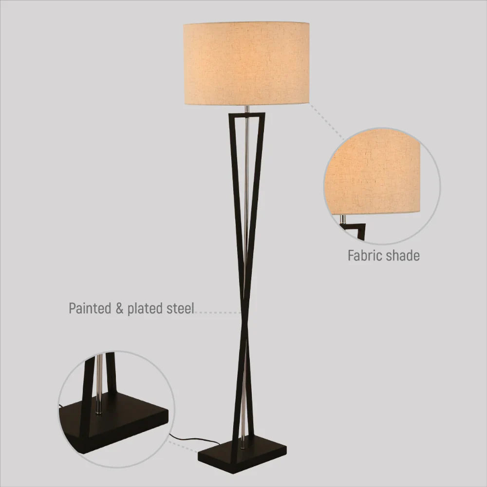 Details of Nordic Art Deco Floor Lamp Black Nickel Flaxen | TEKLED 130-03522