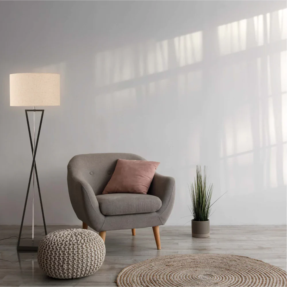 Interior application of Nordic Art Deco Floor Lamp Black Nickel Flaxen | TEKLED 130-03522