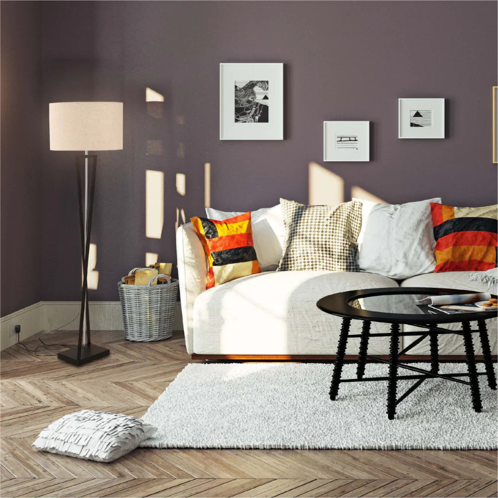 Living room kitchen bedroom use of Nordic Art Deco Floor Lamp Black Nickel Flaxen | TEKLED 130-03522