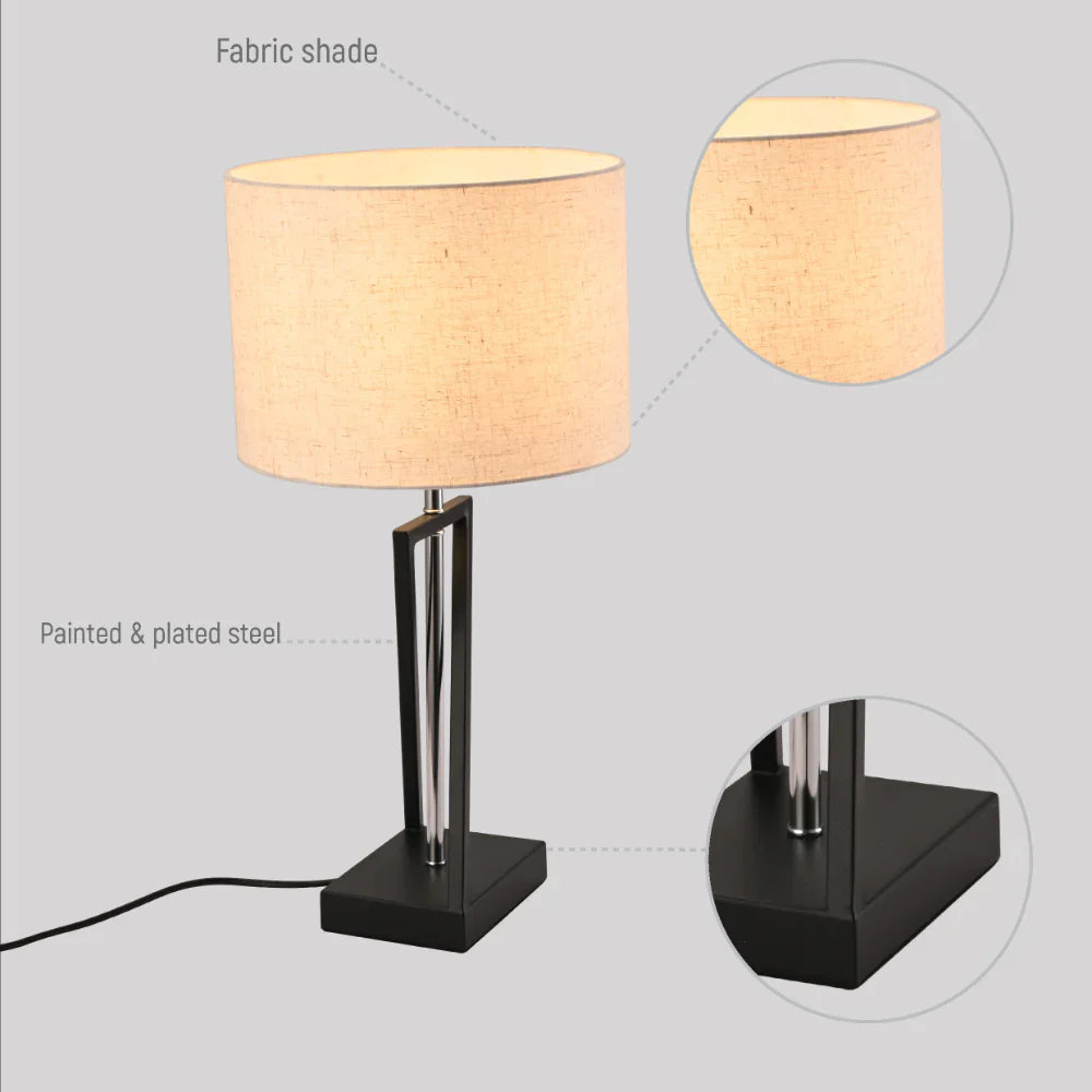 Details of Nordic Art Deco Table Lamp Black Nickel Flaxen | TEKLED 130-03636
