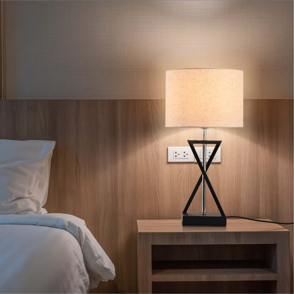 Interior application of Nordic Art Deco Table Lamp Black Nickel Flaxen | TEKLED 130-03636