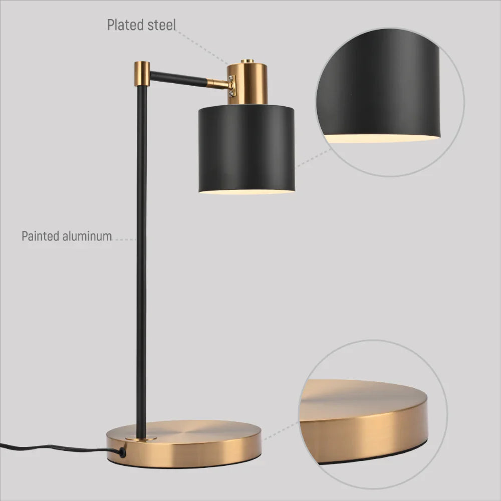 Details of Nordic Pole Reading Desk Lamp Black Gold | TEKLED 130-03634