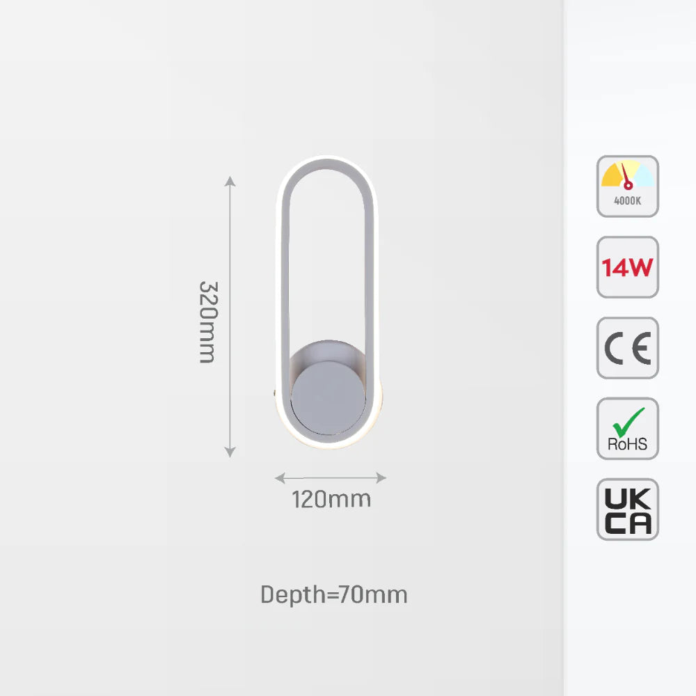 Orbit Ellipse Ambient LED Cool White Wall Sconce Black 6
