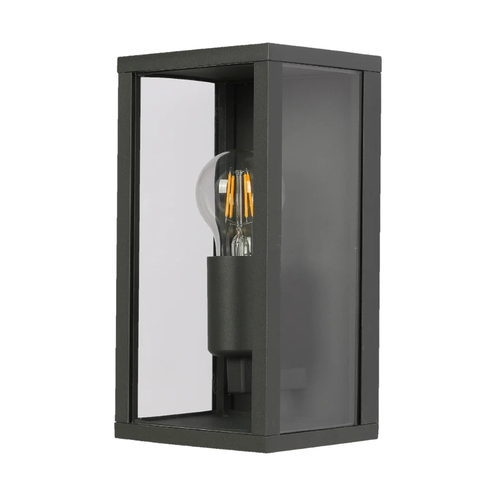 Oxford Box Outdoor Lantern Wall Light E27 Dark Grey 1
