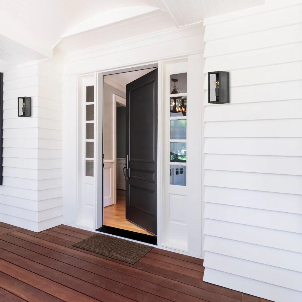 Oxford Box Outdoor Lantern Wall Light E27 Dark Grey 2