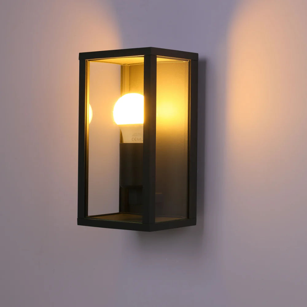 Oxford Box Outdoor Lantern Wall Light E27 Dark Grey 4