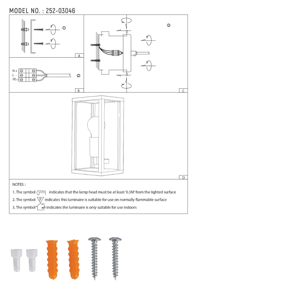 Oxford Box Outdoor Lantern Wall Light E27 Dark Grey 8